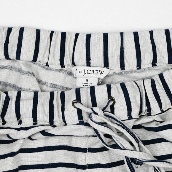 Sm J. Crew Linen Cream and Navy Striped Shorts - Picture 4 of 5
